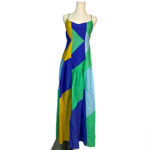 Anthropologie Celandine Drop-Waist Midi Dress color block size medium - Picture 2 of 15